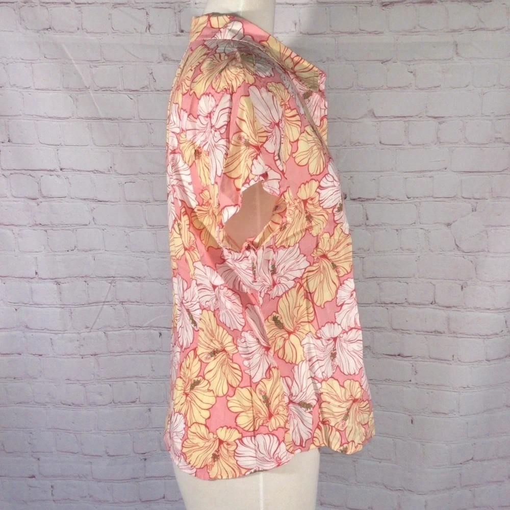 IZOD Floral Button Down Short Sleeve Top - Size PXL - Picture 4 of 7